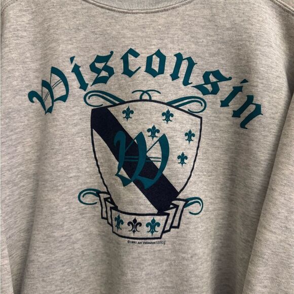 Vintage 90’s 1991 Wisconsin Size XL Crest Turtleneck Pullover Sweatshirt - Picture 6 of 12